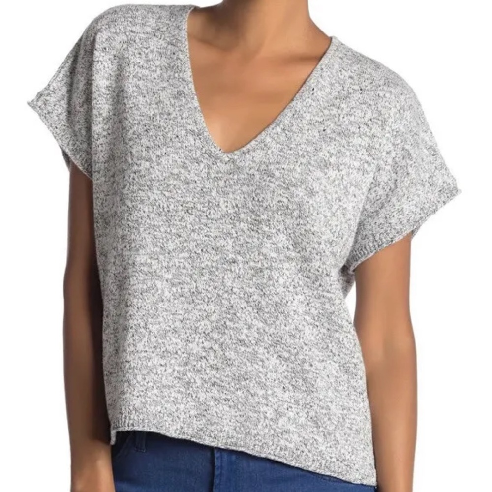 Madewell Marled Ellendale Sweater Tee V Neck Size Small